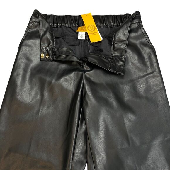 Ruby Rd. Pants Women's 10 Black Faux Leather Wide Leg Flat Front Pockets Outdoor - Picture 11 of 16